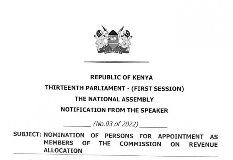 Nomination of Persons for Appointment as Members of the Commission on Revenue Allocation
