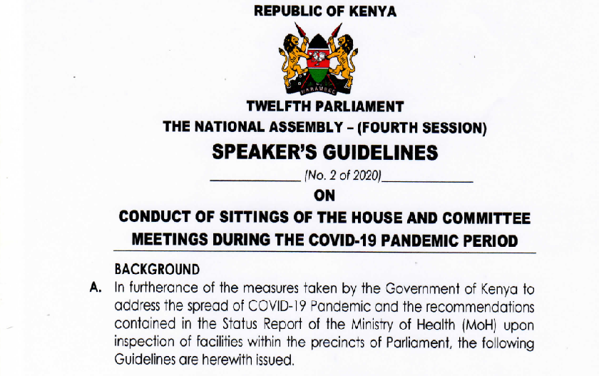 CONDUCT OF SITTINGS OF HOUSE AND COMMITTEE MEETINGS DURING THE COVID-19 PANDEMIC PERIOD.