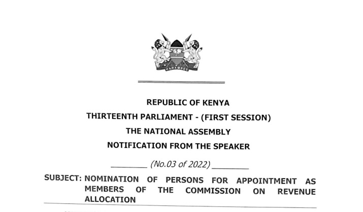 Nomination of Persons for Appointment as Members of the Commission on Revenue Allocation