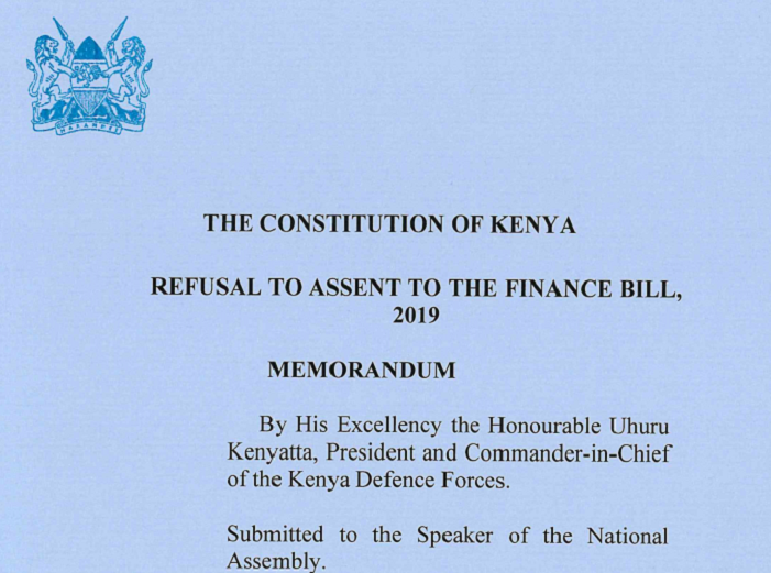 President's Reservations to the Finance Bill