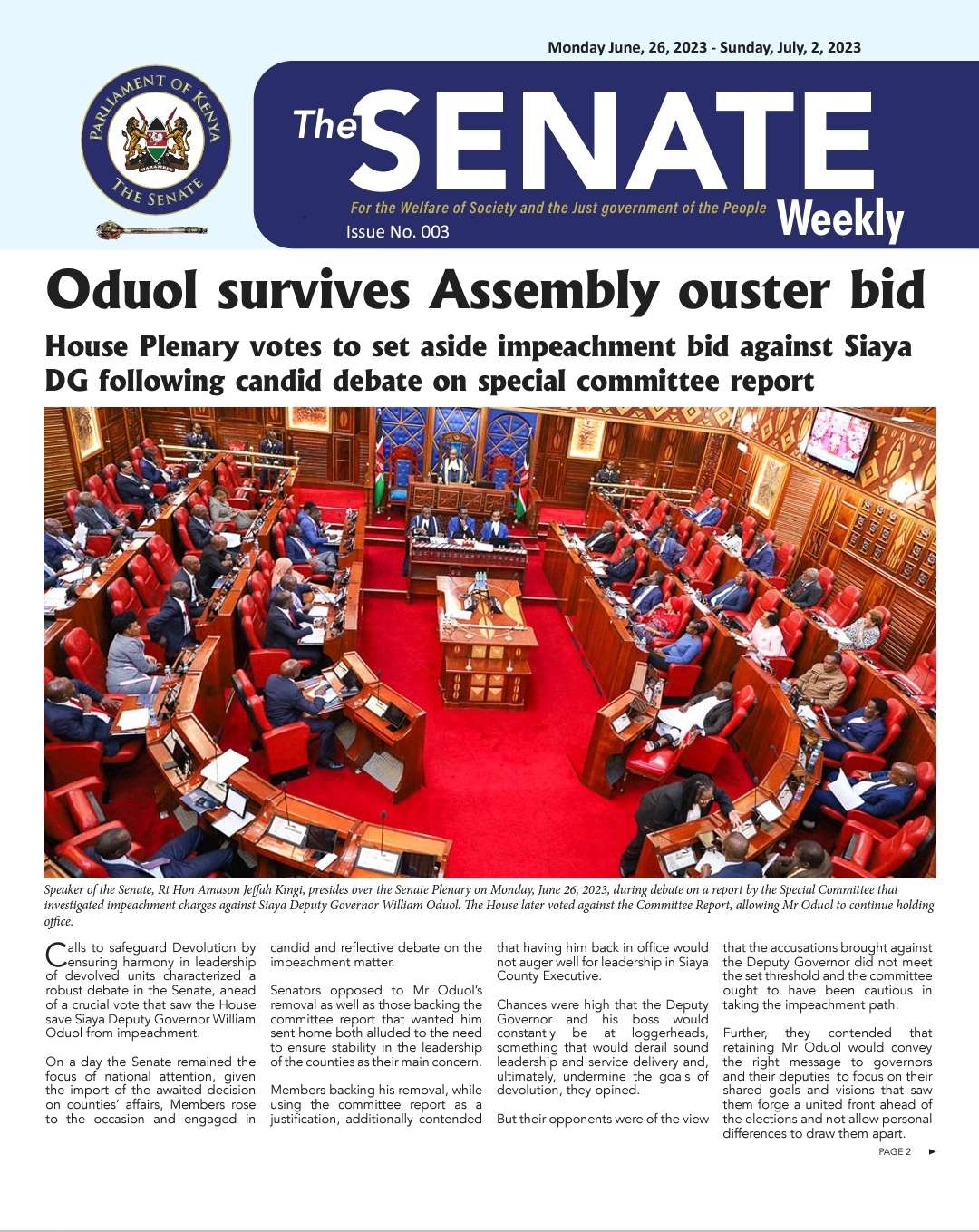 THE SENATE WEEKLY: Issue No.003