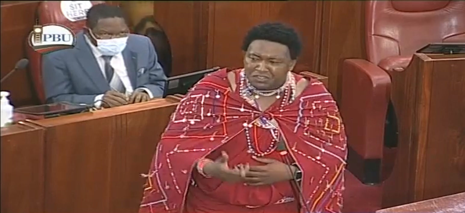 Sen Ledama Olekina on the Floor of the Senate Donning Maasai Traditional Shukas