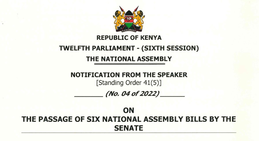 21.06.2022 - Notification on the Passage of Six National Assembly Bills by the Senate