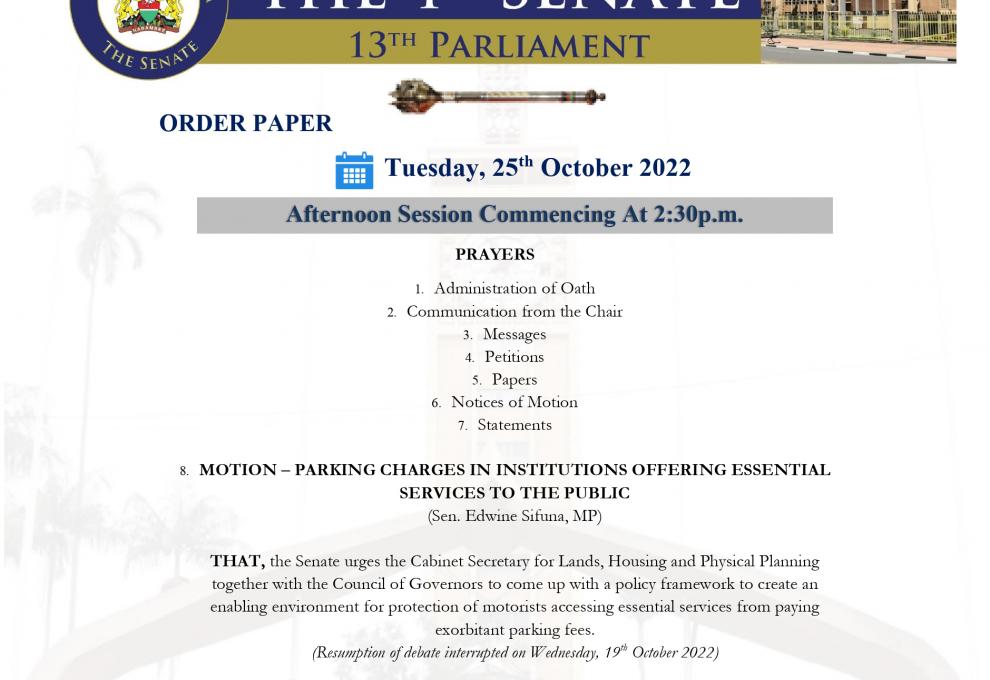 ORDER PAPER 25.10.2022