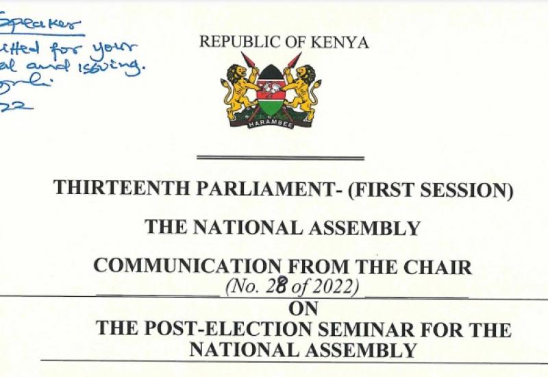 Communication from the Chair on the Post -Election Seminar for the National Assembly