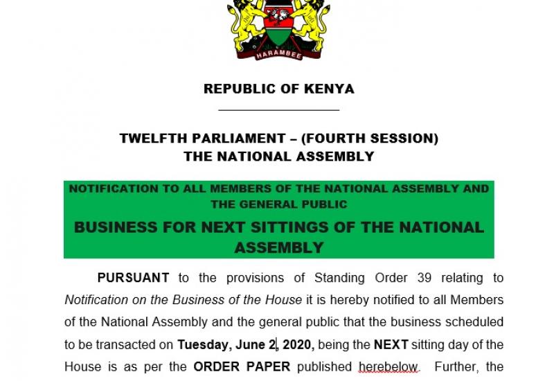 Notification To All Members Of The National Assembly And The