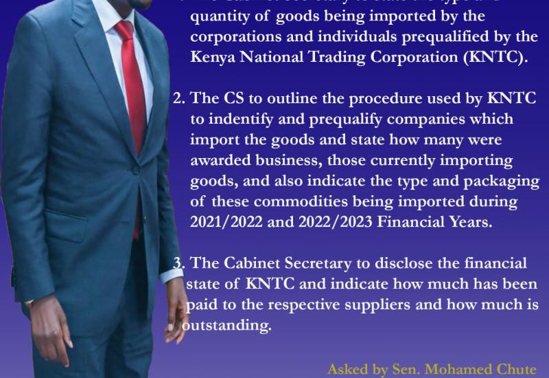 Cabinet Secretary for Investments, Trade and Industry will appear before the Senate tomorrow to answer questions in regards to his Ministry #QuestionTime