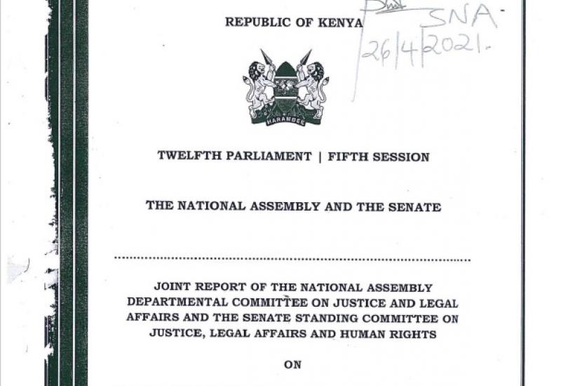 Report Joint Justice and Legal Affairs Committees on Constitution of Kenya Bill, 2020 (A bill to Amend the Constitution by Popular Initiative - National Assembly