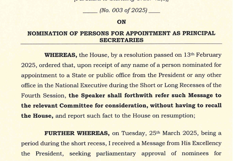 Notification No. 3 of 2025 on Nomination of Persons for Appointment as Principal Secretaries