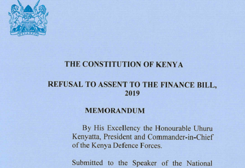President's Reservations to the Finance Bill