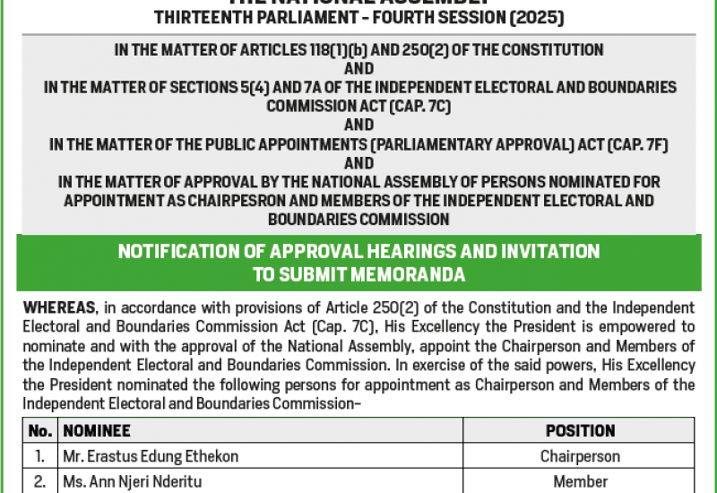 NA IEBC Nominees Vetting