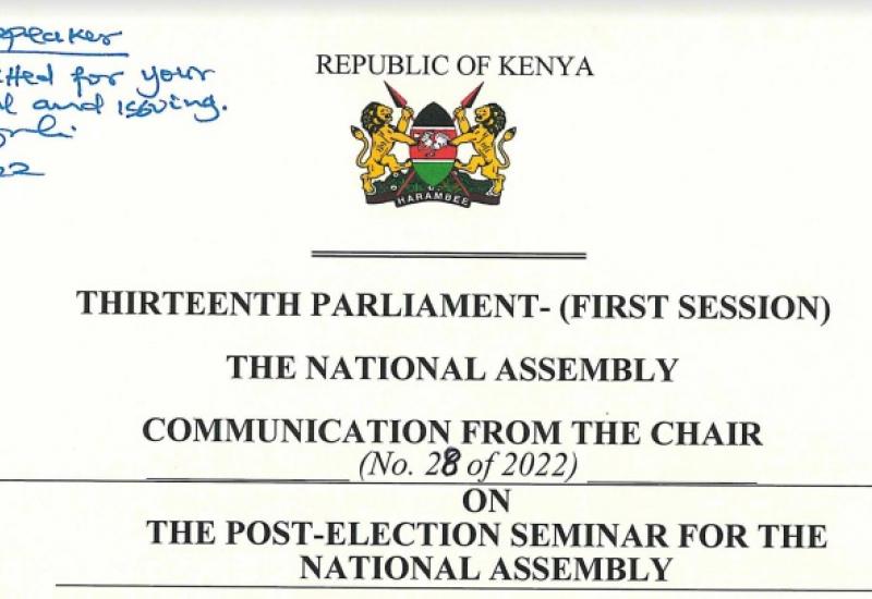 Communication from the Chair on the Post -Election Seminar for the National Assembly