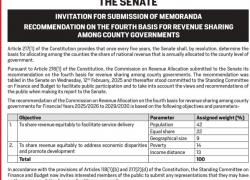 INVITATION FOR SUBMISSION OF MEMORANDA 