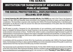 INVITATION FOR SUBMISSION OF MEMORANDA AND PUBLIC HEARING 
