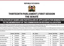 List of Applicants for Nomination to the Membership of the Commission on Revenue Allocation