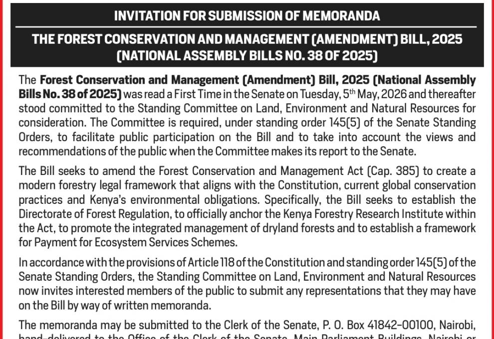 INVITATION FOR SUBMISSION OF MEMORANDA 