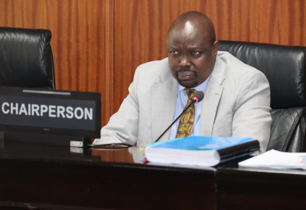 PIC CA&E Chairperson Hon. David (Pkosing) when he chaired the meeting at Continental House in Parliament.