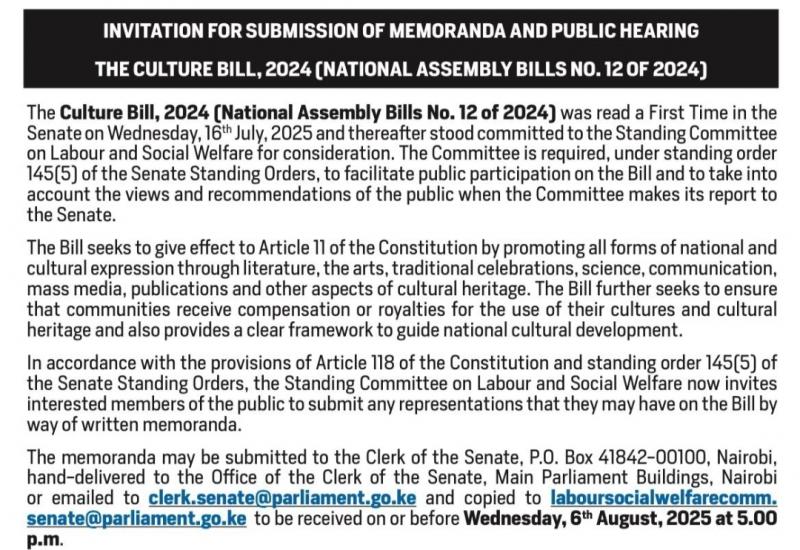 INVITATION FOR SUBMISSION OF MEMORANDA AND PUBLIC HEARING 