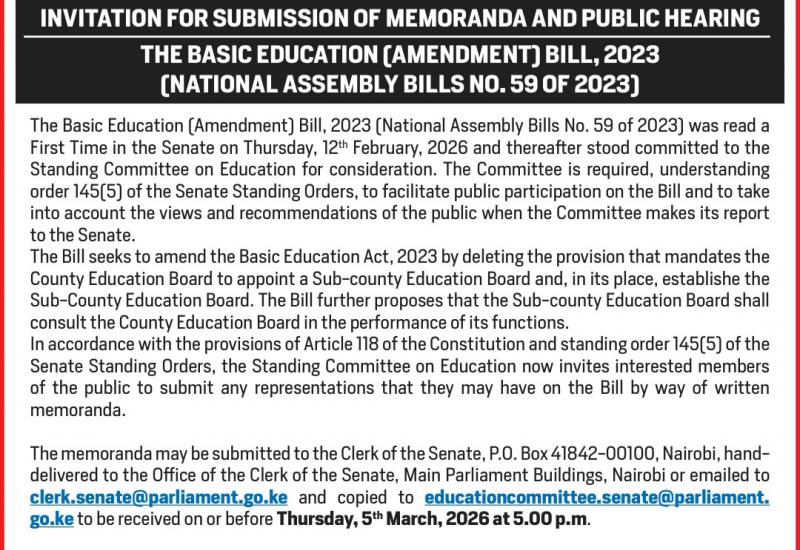 INVITATION FOR SUBMISSION OF MEMORANDA 