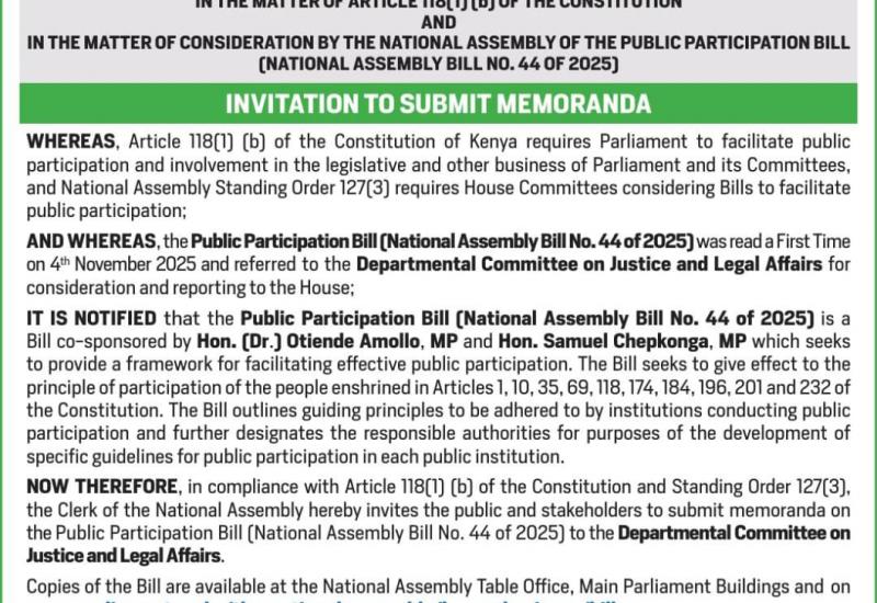 INVITATION TO SUBMIT MEMORANDUM 