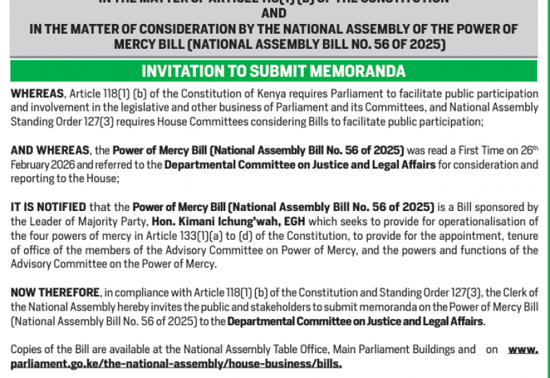 INVITATION TO SUBMIT MEMORANDA