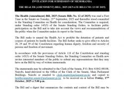 INVITATION FOR SUBMISSION OF MEMORANDA 