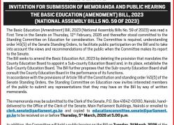 INVITATION FOR SUBMISSION OF MEMORANDA 